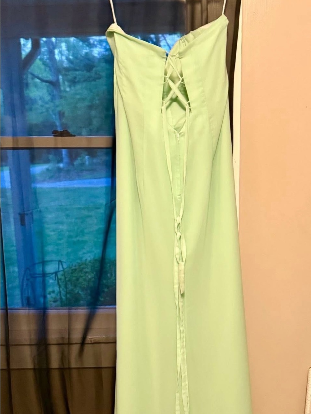Impressions Mint Green Lace-Up Back Maxi Dress